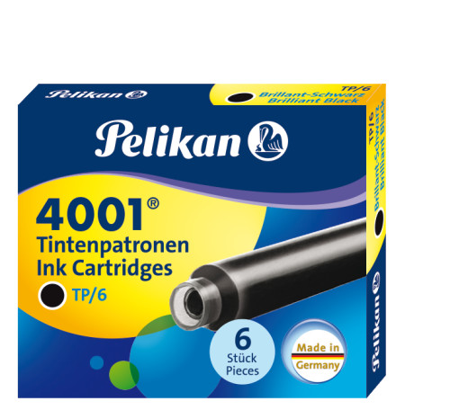 Naboje atramentowe Pelikan 4001 czarne krótkie (6szt)
